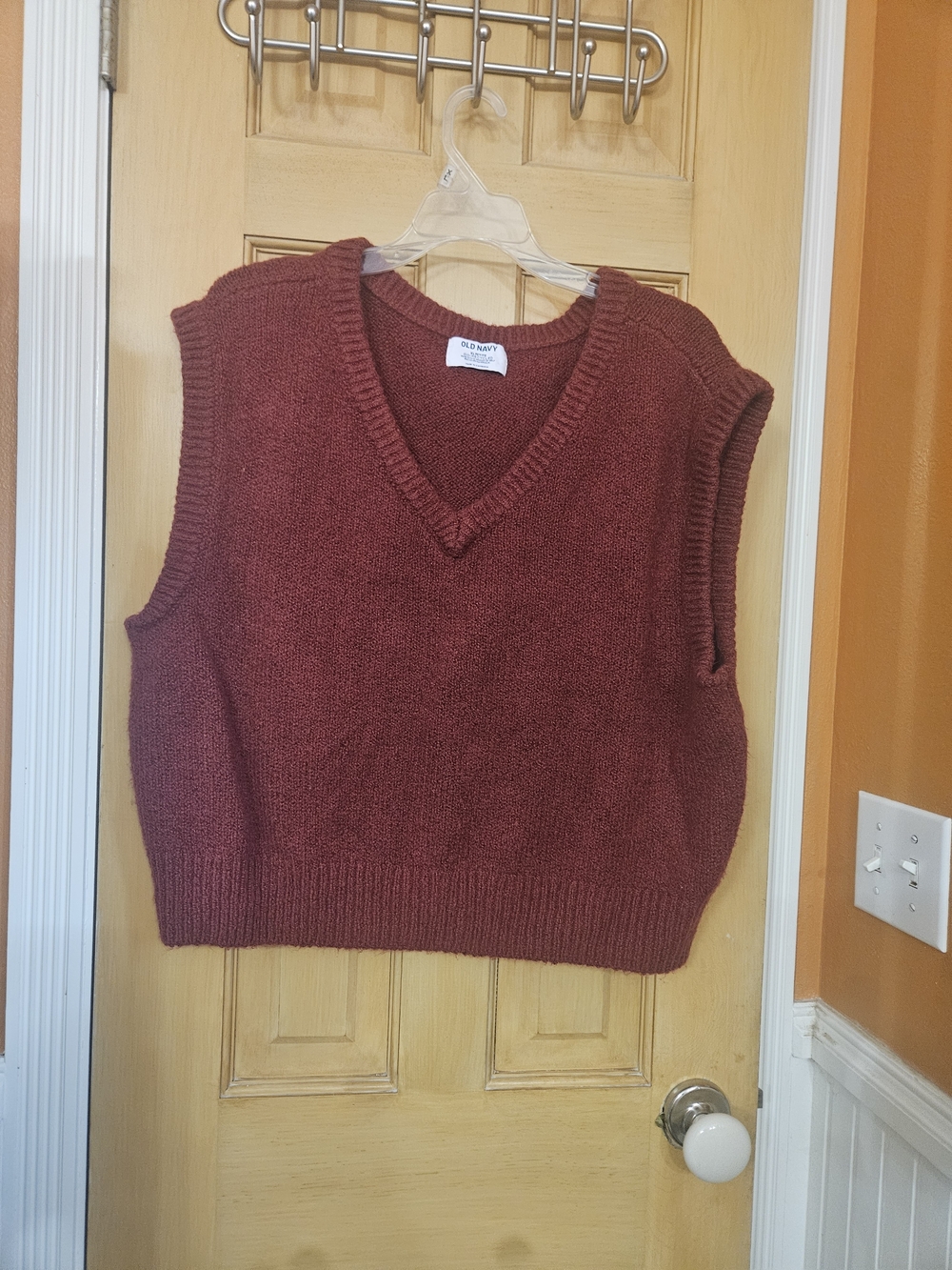 Old Navy Women's Cranberry Red V-Neck Sweater Vest